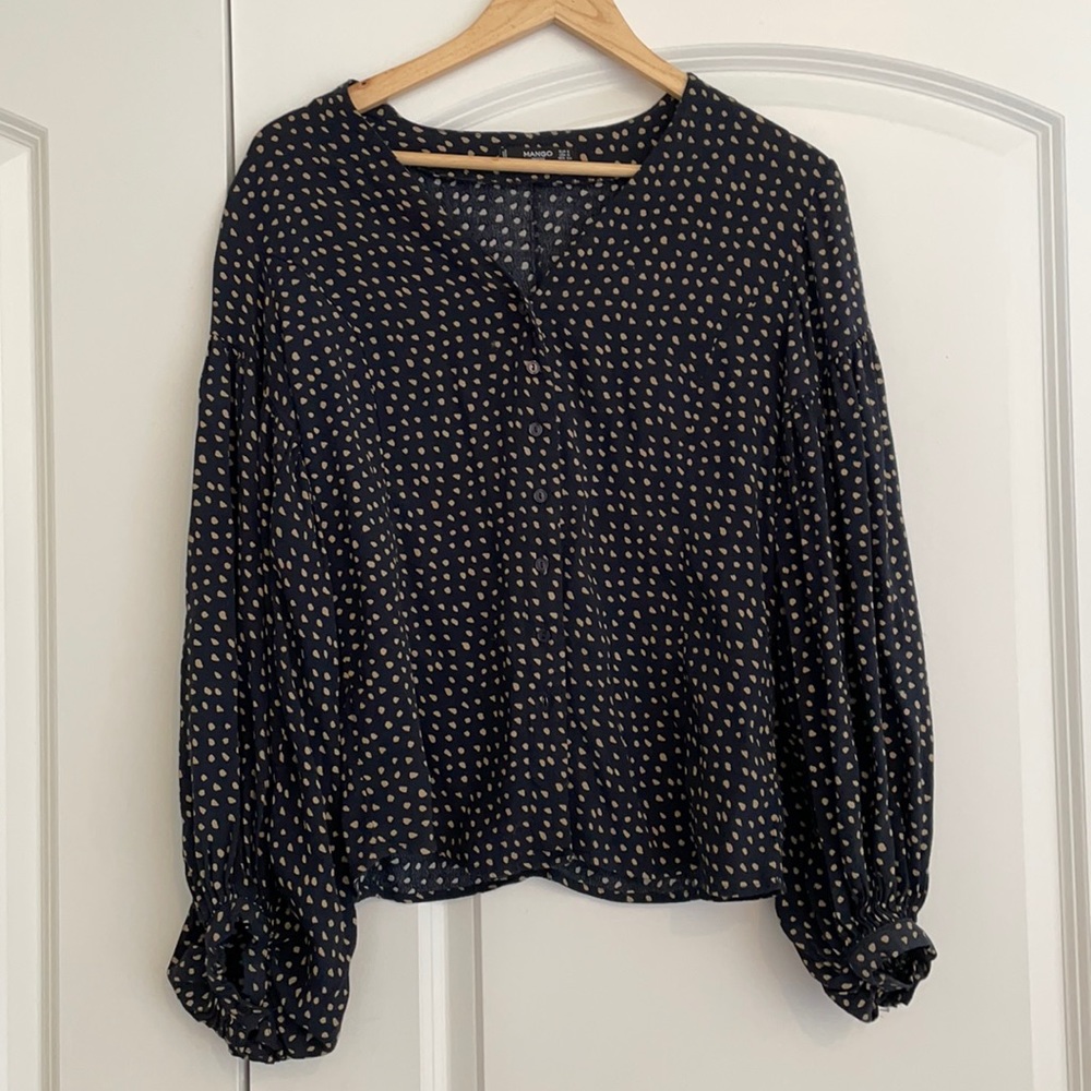 Mango Blue and Tan shirt | Size S